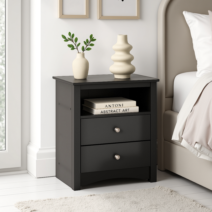 Sonoma 2-Drawer Open Shelf Nightstand
