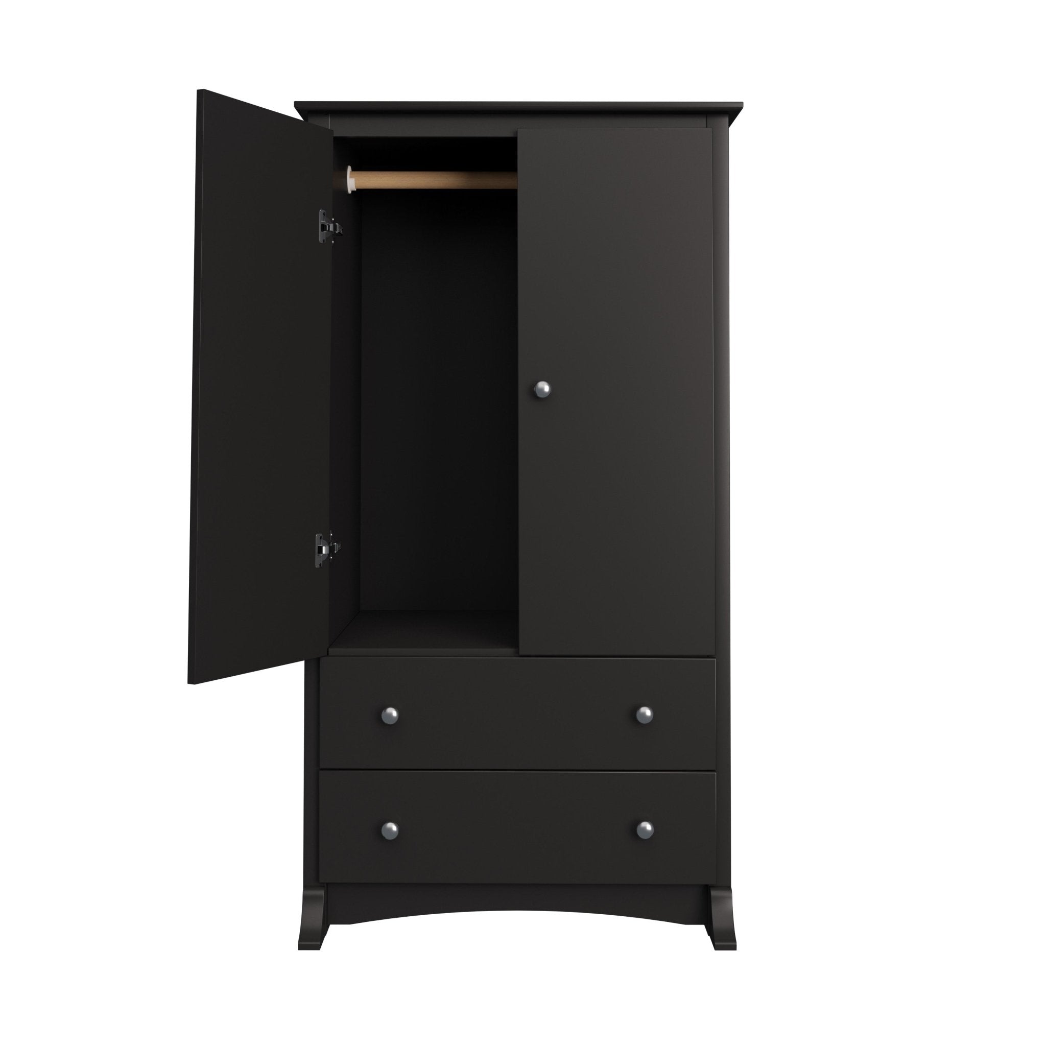 Sonoma Black Engineered Wood 31.5 in. Armoire Dresser for Bedroom with Adjustable Shelf and 2-Doors and 2-Drawers - Thumbnail 2