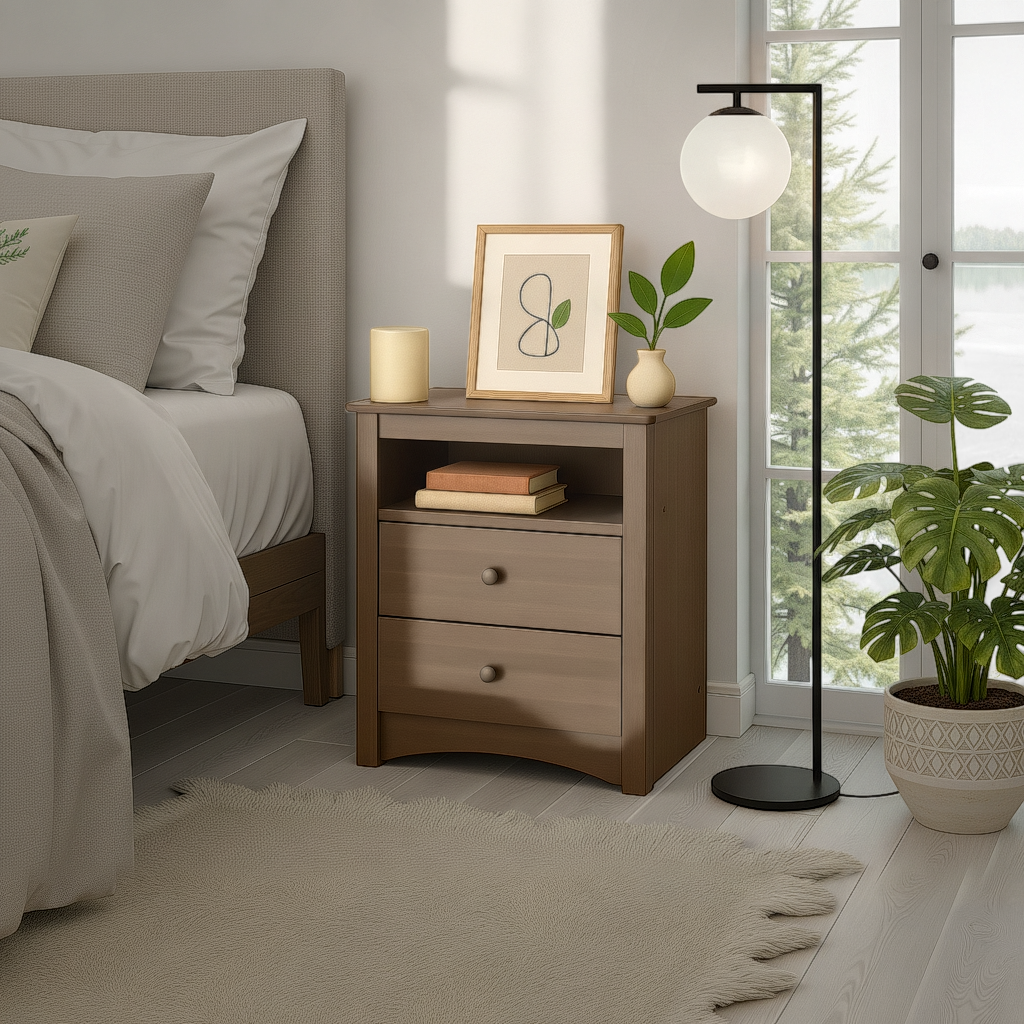 Sonoma 2-Drawer Open Shelf Nightstand