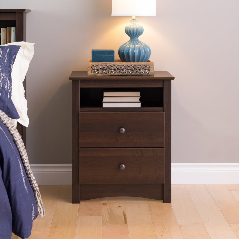 Sonoma 2-Drawer Open Shelf Nightstand