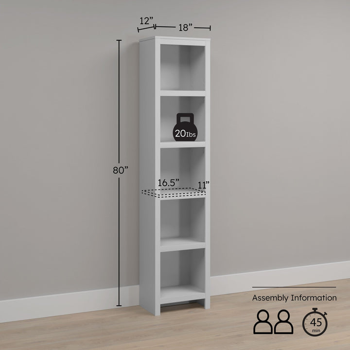 Moda 80" Narrow Bookcase