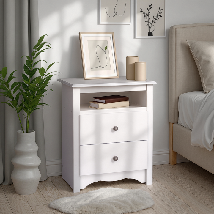 Sonoma 2-Drawer Open Shelf Nightstand