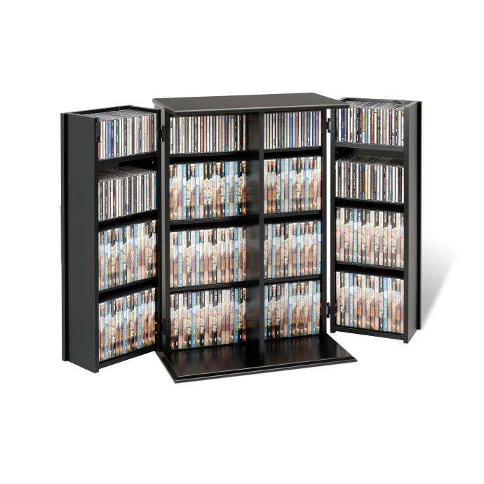 Locking Media Storage Cabinet With, Media Storage Unit With Doors