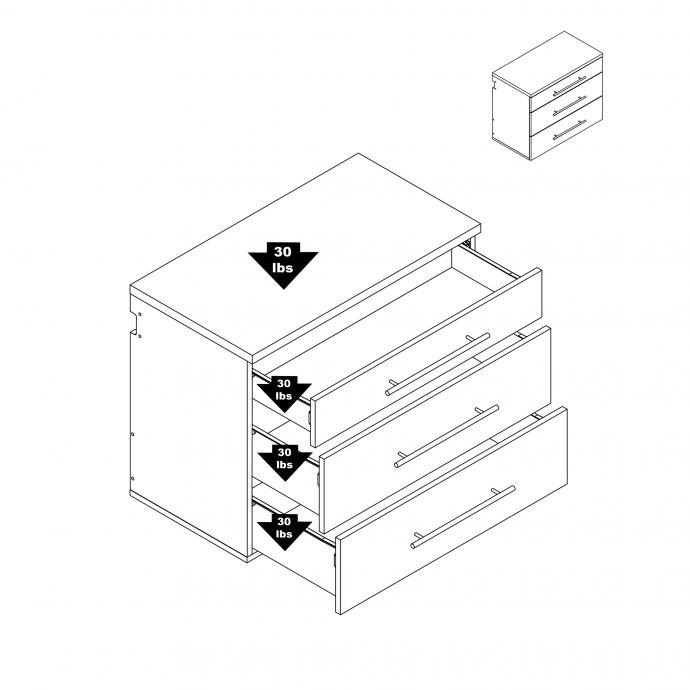 Black HangUps 3-Drawer Base Storage Cabinet weight capacity