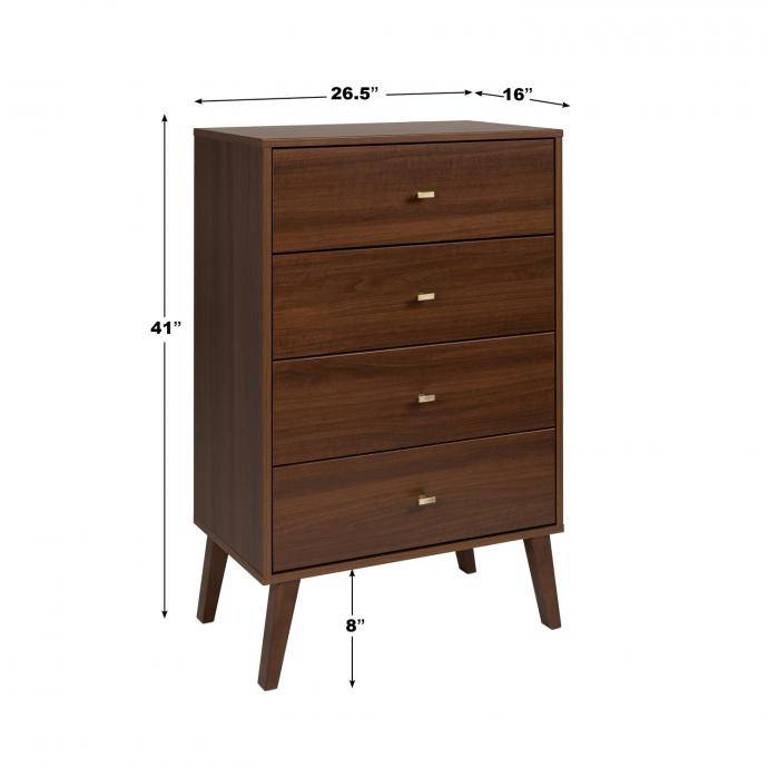 Milo 4-drawer Chest, Cherry - dimensions