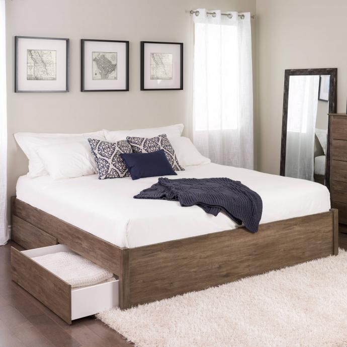 Post Platform Bed With 2 Drawers, Under Bed Drawers King