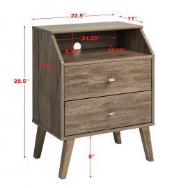 dimensions for 2-drawer angled nightstand