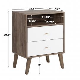 Milo 2-drawer Tall Nightstand with Shelf