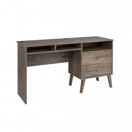 Milo Desk with Side Storage & 2 Drawers, Drifted Gray