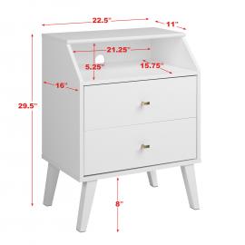 dimensions for 2-drawer angled nightstand
