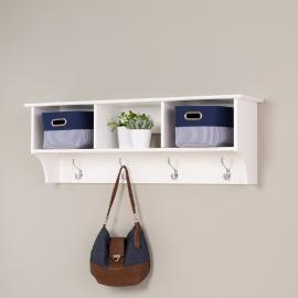Prepac Hanging 60w Entryway Shelf With 4 Open Storage Compartments and 9 Hooks White Wec-6016 for sale online 