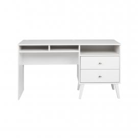 Milo Desk with Side Storage & 2 Drawers, White